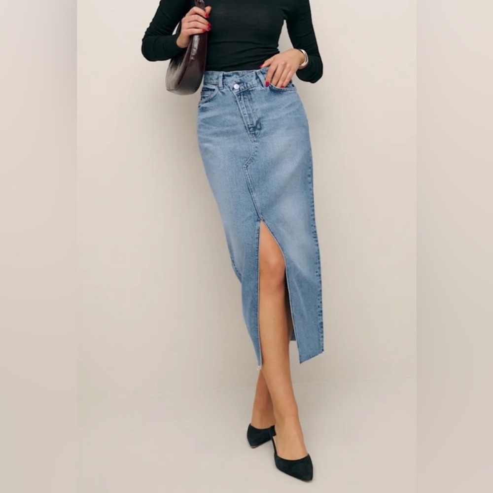Reformation Nila Long Denim Skirt